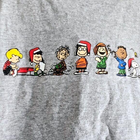 Peanuts By Jim Schulz Vintage Gray T-Shirt Christmas Charlie Brown Size Large - Picture 10 of 10